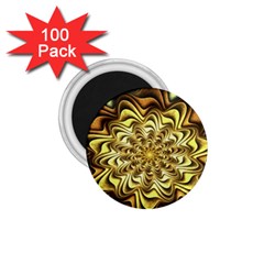 Fractal Flower Petals Gold 1 75  Magnets (100 Pack)  by Pakrebo