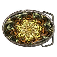 Fractal Flower Petals Gold Belt Buckles by Pakrebo