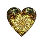 Fractal Flower Petals Gold Heart Magnet Front