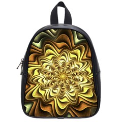 Fractal Flower Petals Gold School Bag (small) by Pakrebo