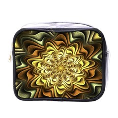 Fractal Flower Petals Gold Mini Toiletries Bag (one Side) by Pakrebo