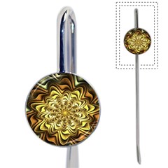 Fractal Flower Petals Gold Book Mark by Pakrebo