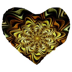 Fractal Flower Petals Gold Large 19  Premium Heart Shape Cushions by Pakrebo