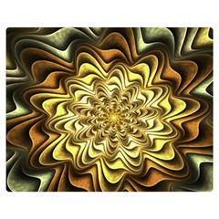 Fractal Flower Petals Gold Double Sided Flano Blanket (medium)  by Pakrebo