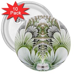 Fractal Delicate White Background 3  Buttons (10 Pack)  by Pakrebo