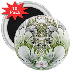 Fractal Delicate White Background 3  Magnets (10 Pack)  by Pakrebo