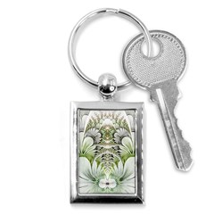 Fractal Delicate White Background Key Chain (rectangle) by Pakrebo