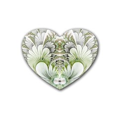 Fractal Delicate White Background Heart Coaster (4 Pack)  by Pakrebo