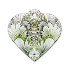 Fractal Delicate White Background Dog Tag Heart (one Side) by Pakrebo