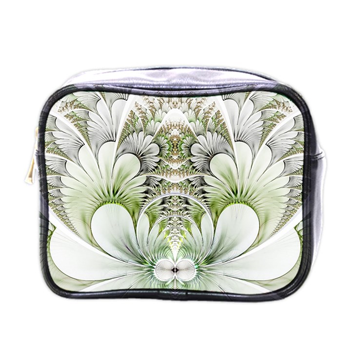 Fractal Delicate White Background Mini Toiletries Bag (One Side)