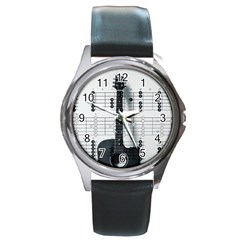 Guitar Chords Guitar Chords Chord Round Metal Watch by Pakrebo