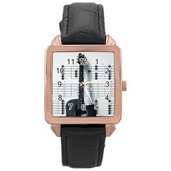 Guitar Chords Guitar Chords Chord Rose Gold Leather Watch  by Pakrebo