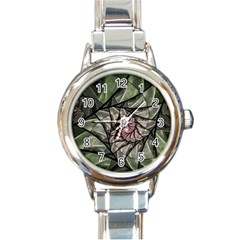 Fractal Flowers Floral Fractal Art Round Italian Charm Watch by Pakrebo