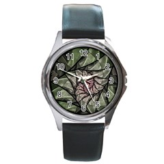 Fractal Flowers Floral Fractal Art Round Metal Watch by Pakrebo