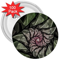 Fractal Flowers Floral Fractal Art 3  Buttons (100 Pack)  by Pakrebo