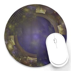 Fractal Earth Rays Design Planet Round Mousepads by Pakrebo