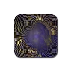 Fractal Earth Rays Design Planet Rubber Coaster (square)  by Pakrebo