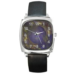 Fractal Earth Rays Design Planet Square Metal Watch by Pakrebo