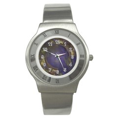 Fractal Earth Rays Design Planet Stainless Steel Watch by Pakrebo