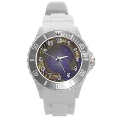 Fractal Earth Rays Design Planet Round Plastic Sport Watch (l) by Pakrebo