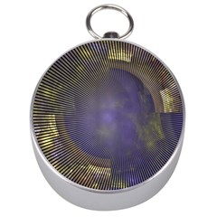 Fractal Earth Rays Design Planet Silver Compasses by Pakrebo