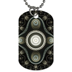 Fractal Beige Blue Abstract Dog Tag (one Side) by Pakrebo