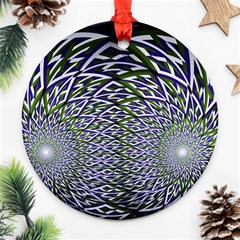 Fractal Blue Green Mirror Flowers Ornament (round) by Pakrebo