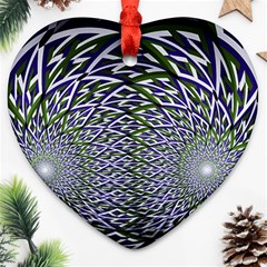 Fractal Blue Green Mirror Flowers Ornament (heart) by Pakrebo