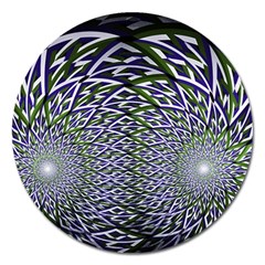 Fractal Blue Green Mirror Flowers Magnet 5  (round) by Pakrebo