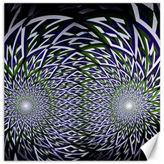 Fractal Blue Green Mirror Flowers Canvas 16  X 16  by Pakrebo