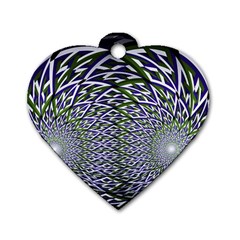 Fractal Blue Green Mirror Flowers Dog Tag Heart (two Sides) by Pakrebo