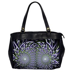 Fractal Blue Green Mirror Flowers Oversize Office Handbag (2 Sides) by Pakrebo