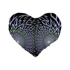 Fractal Blue Green Mirror Flowers Standard 16  Premium Heart Shape Cushions by Pakrebo