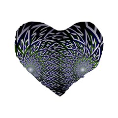 Fractal Blue Green Mirror Flowers Standard 16  Premium Flano Heart Shape Cushions by Pakrebo