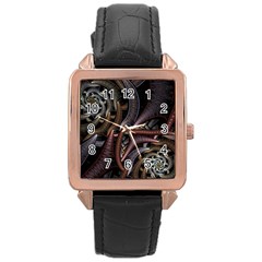 Geometry Math Fractal Art Rose Gold Leather Watch  by Pakrebo