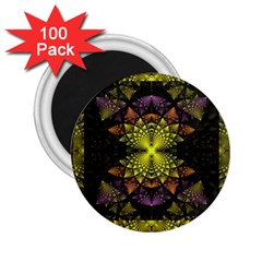 Fractal Multi Color Geometry 2 25  Magnets (100 Pack)  by Pakrebo