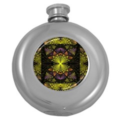 Fractal Multi Color Geometry Round Hip Flask (5 Oz) by Pakrebo