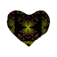 Fractal Multi Color Geometry Standard 16  Premium Flano Heart Shape Cushions by Pakrebo