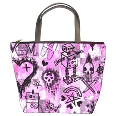 Pink Scene Kid Sketches Bucket Bag by ArtistRoseanneJones