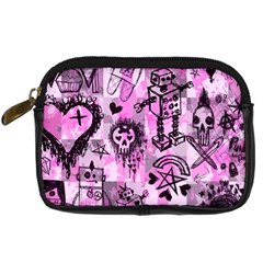 Pink Scene Kid Sketches Digital Camera Leather Case by ArtistRoseanneJones