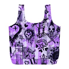 Purple Scene Kid Sketches Full Print Recycle Bag (l) by ArtistRoseanneJones