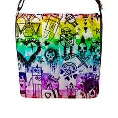 Rainbow Scene Kid Sketches Flap Closure Messenger Bag (l) by ArtistRoseanneJones