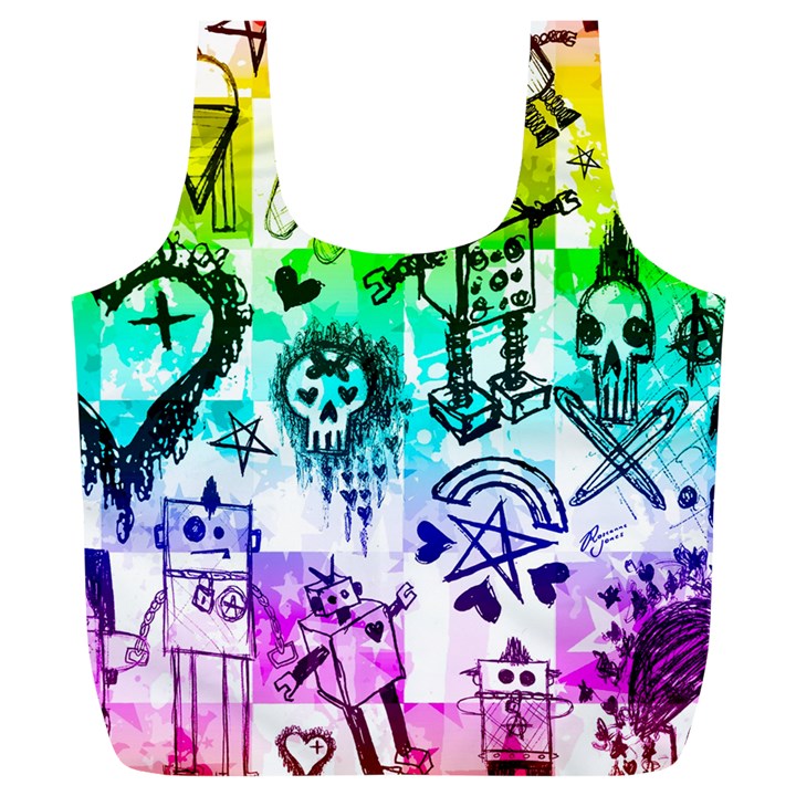 Rainbow Scene Kid Sketches Full Print Recycle Bag (XL)