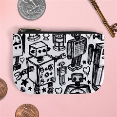 Robot Crowd Mini Coin Purse by ArtistRoseanneJones