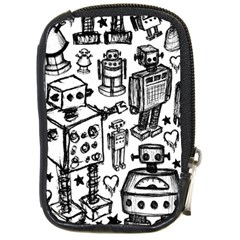 Robot Crowd Compact Camera Leather Case by ArtistRoseanneJones