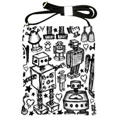 Robot Crowd Shoulder Sling Bag by ArtistRoseanneJones