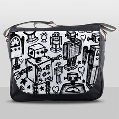 Robot Crowd Messenger Bag by ArtistRoseanneJones