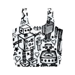 Robot Crowd Full Print Recycle Bag (m) by ArtistRoseanneJones