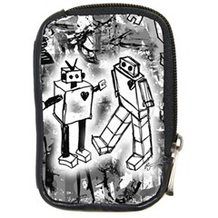 Robot Love Compact Camera Leather Case by ArtistRoseanneJones