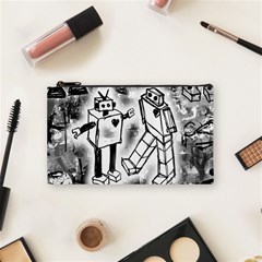 Robot Love Cosmetic Bag (small) by ArtistRoseanneJones